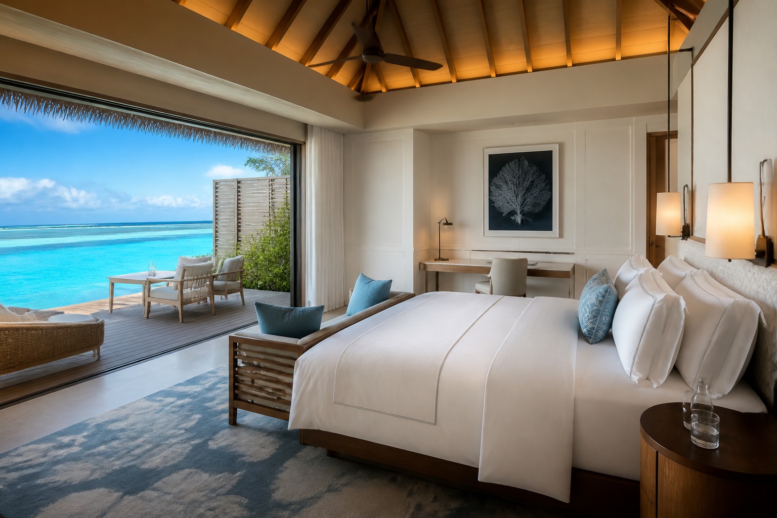 Интерьер виллы Baglioni Resort Maldives с видом на океан